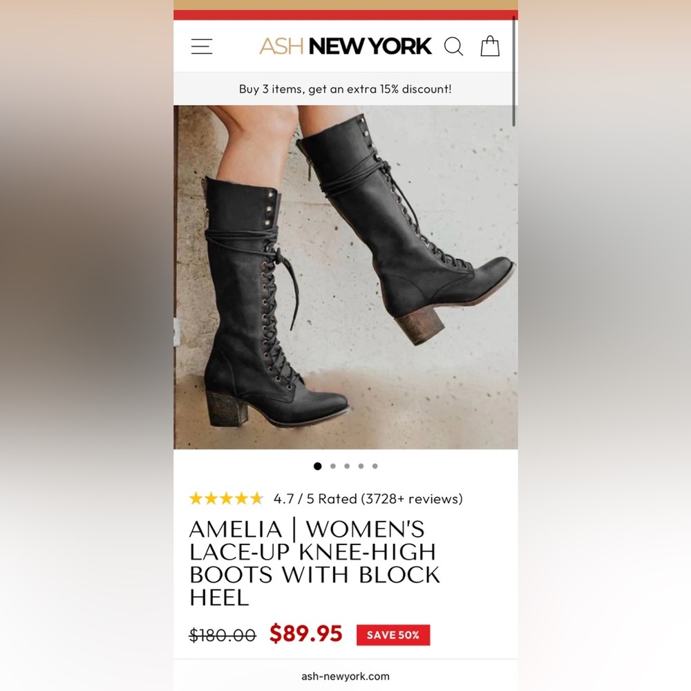 Ash New York Amelia black leather lace up boots women’s sz 10 BRAND NEW NWT